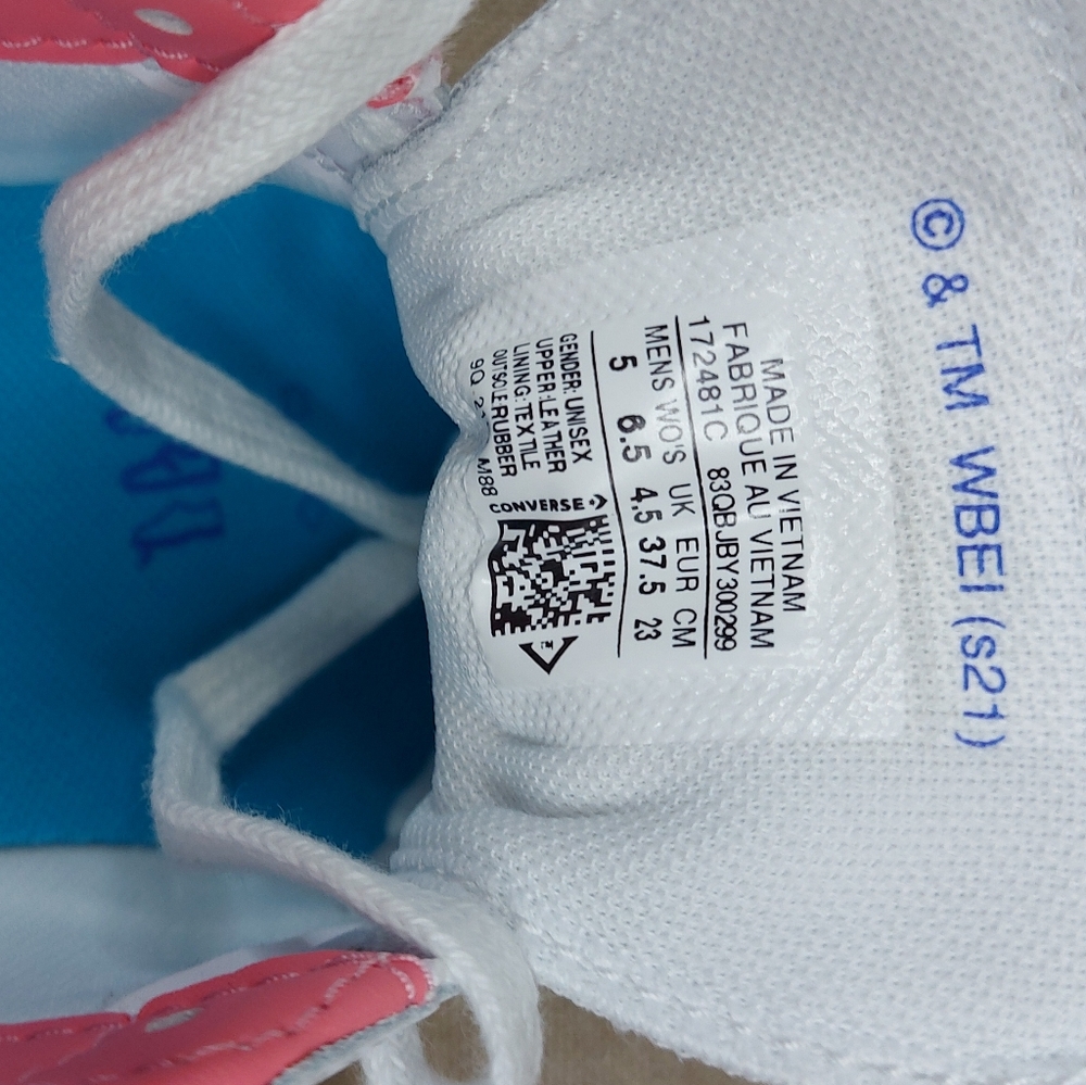 Converse space jam lola bonny shoes size woman 6.5 mens 5 unixe  white and pink - Picture 10 of 13